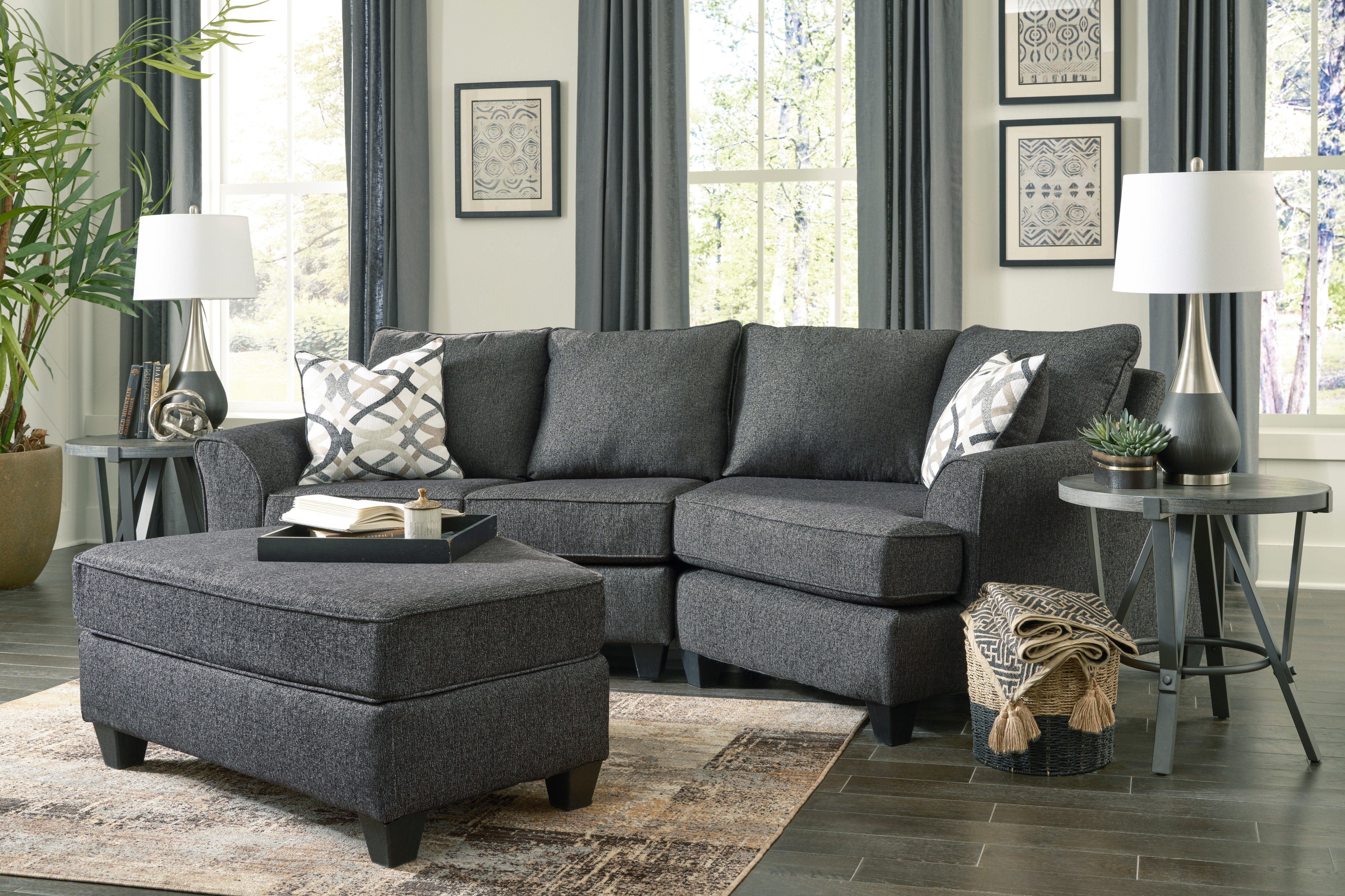 Rent to Own Behold Home 2 Piece Tuxedo Sectional w/ Canted Ottoman at